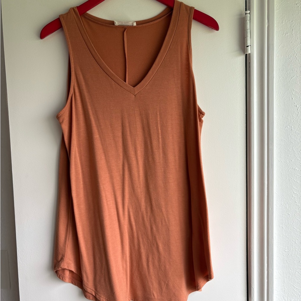 Zenana Outfitters V-Neck Tank Top - Burnt Orange